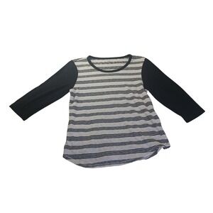 J.Crew Striped Baseball Tee L Raglan Knit Top Minimalist Casual Wear Normcore